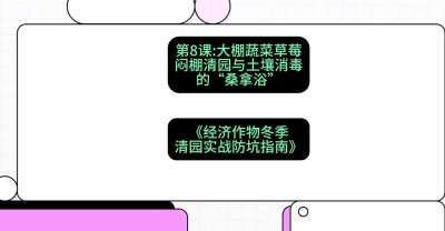 第8节：【大棚蔬菜草莓】闷棚清园与土壤消毒的&ldquo;桑拿浴&rdquo;，课程：《经济作物冬季清园&middot;实战防坑指南》#识农AI