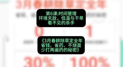 第6节：时间管理环境天敌，低温与干旱&mdash;&mdash;看不见的杀手，课程：《3月春耕除草定全年：省钱、省药、不烧苗、少打两遍药的秘密》